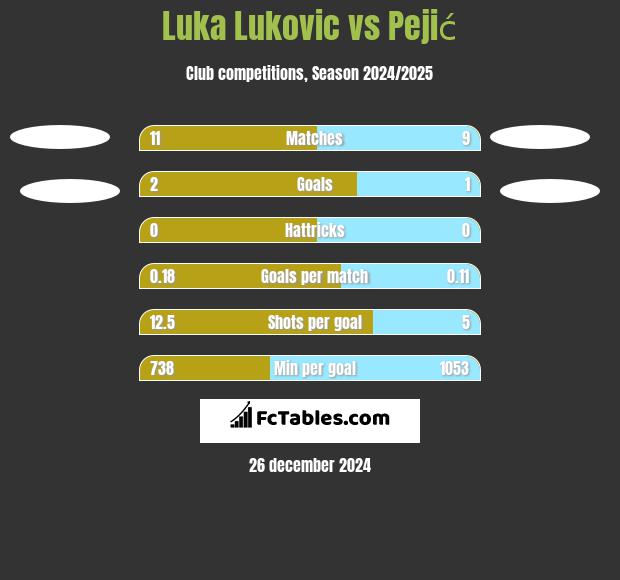 Luka Lukovic vs Pejić h2h player stats