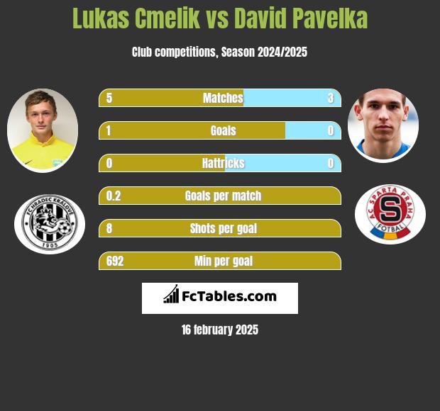 Lukas Cmelik vs David Pavelka h2h player stats