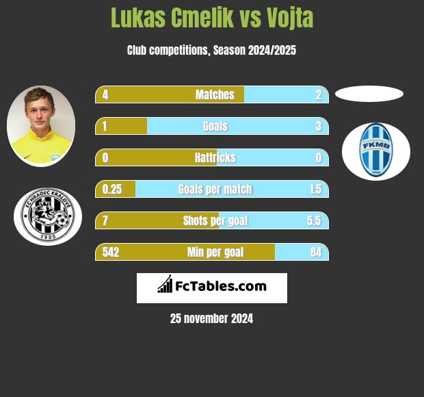 Lukas Cmelik vs Vojta h2h player stats