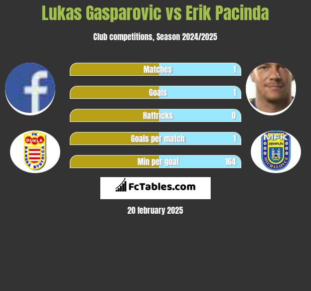 Lukas Gasparovic vs Erik Pacinda h2h player stats