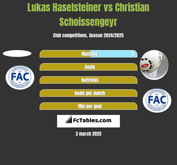 Lukas Haselsteiner vs Christian Schoissengeyr h2h player stats