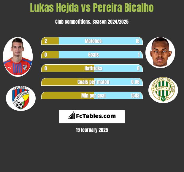 Lukas Hejda vs Pereira Bicalho h2h player stats