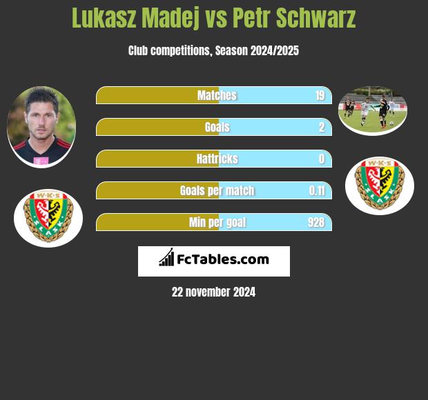 Łukasz Madej vs Petr Schwarz h2h player stats