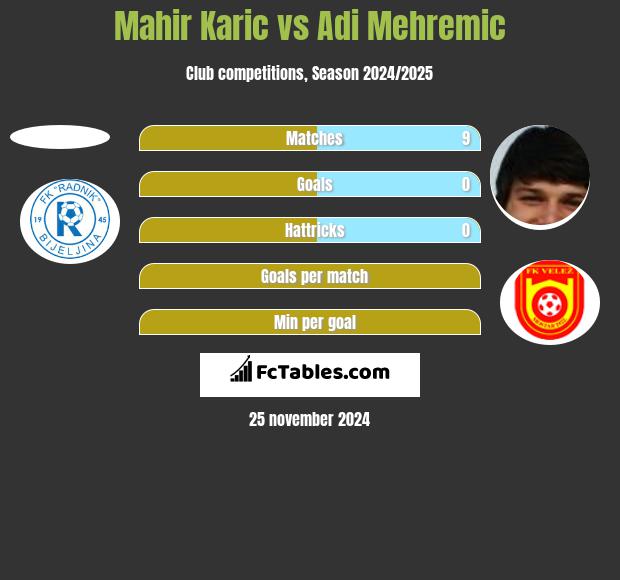 Mahir Karic vs Adi Mehremic h2h player stats