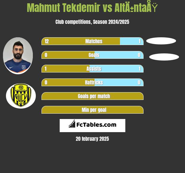 Mahmut Tekdemir vs AltÄ±ntaÅŸ h2h player stats