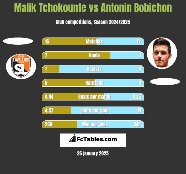 Malik Tchokounte vs Antonin Bobichon h2h player stats