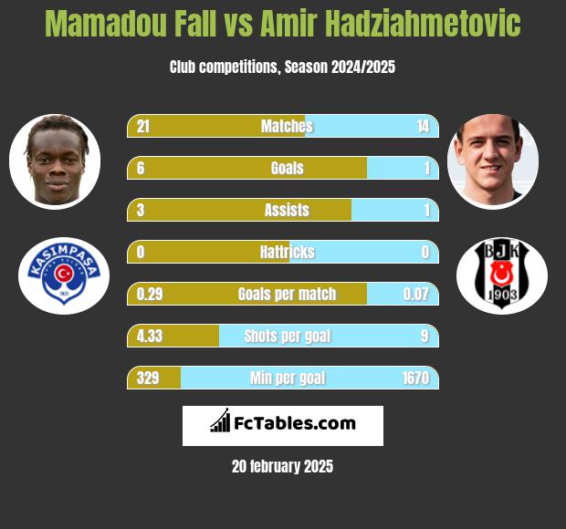 Mamadou Fall vs Amir Hadziahmetovic h2h player stats