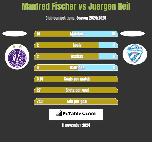 Manfred Fischer vs Juergen Heil h2h player stats