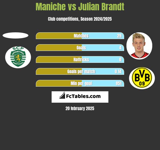 Maniche vs Julian Brandt h2h player stats