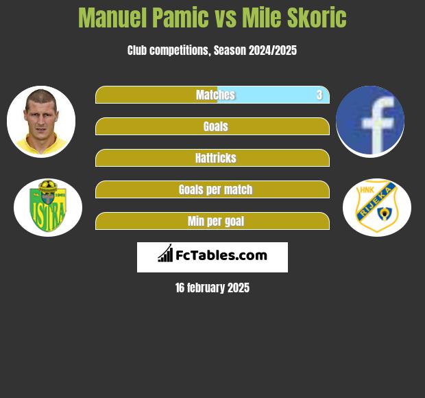 Manuel Pamic vs Mile Skoric h2h player stats