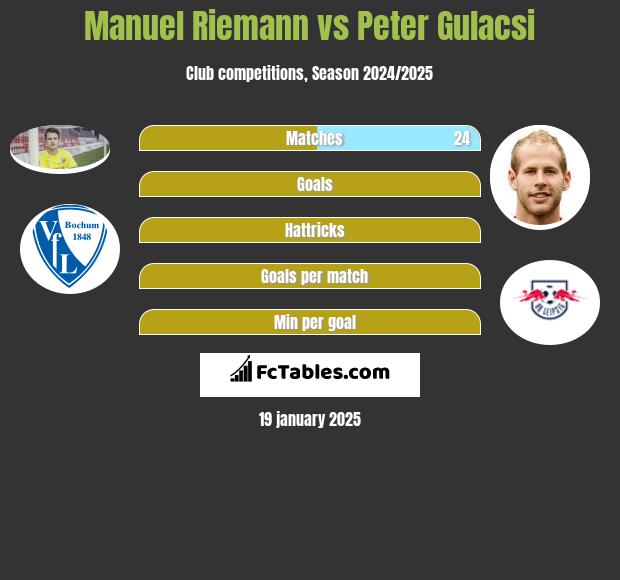 Manuel Riemann vs Peter Gulacsi h2h player stats