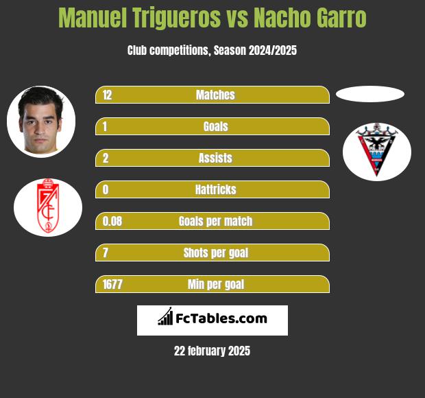 Manuel Trigueros vs Nacho Garro h2h player stats