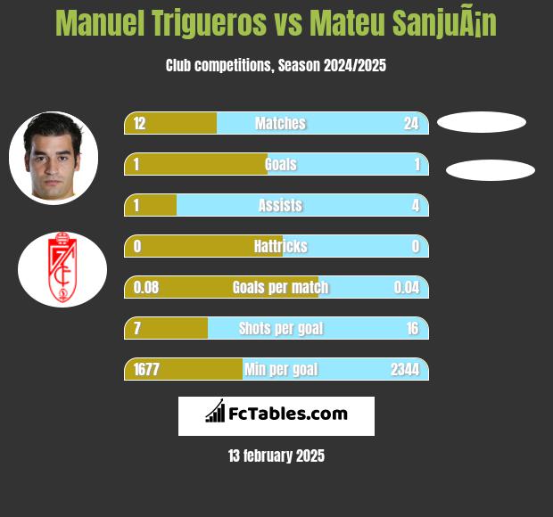 Manuel Trigueros vs Mateu SanjuÃ¡n h2h player stats