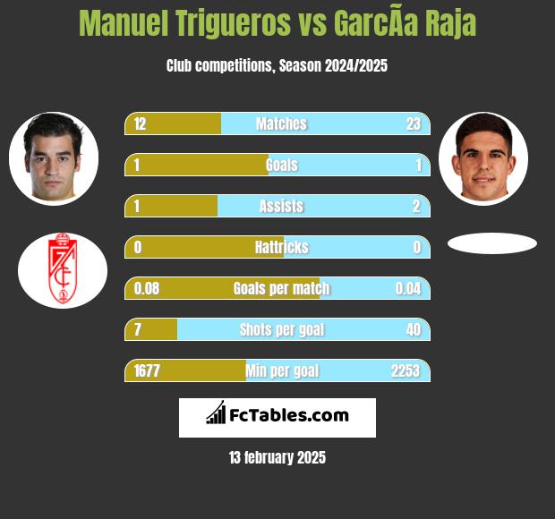 Manuel Trigueros vs GarcÃ­a Raja h2h player stats