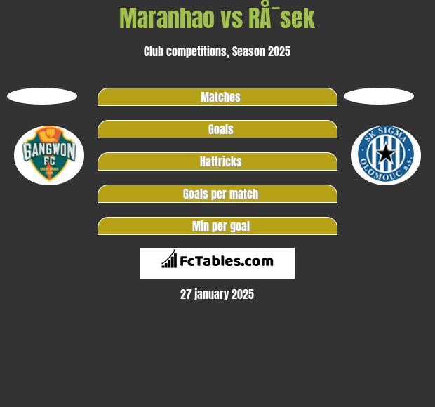 Maranhao vs RÅ¯sek h2h player stats