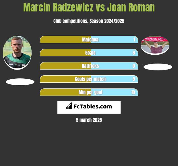 Marcin Radzewicz vs Joan Roman h2h player stats