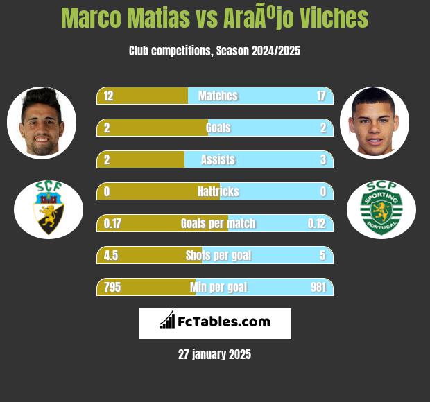 Marco Matias vs AraÃºjo Vilches h2h player stats