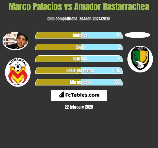 Marco Palacios vs Amador Bastarrachea h2h player stats