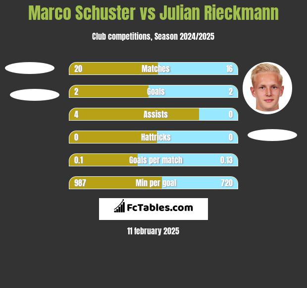 Marco Schuster vs Julian Rieckmann h2h player stats