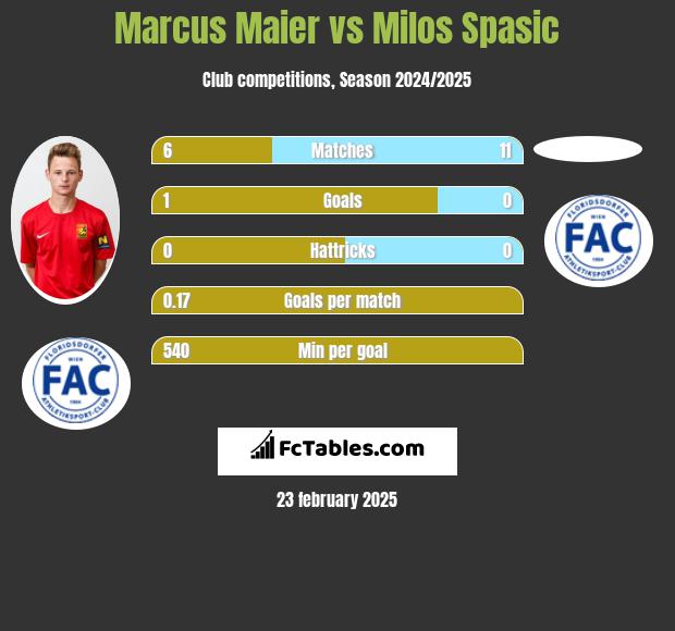 Marcus Maier vs Milos Spasic h2h player stats