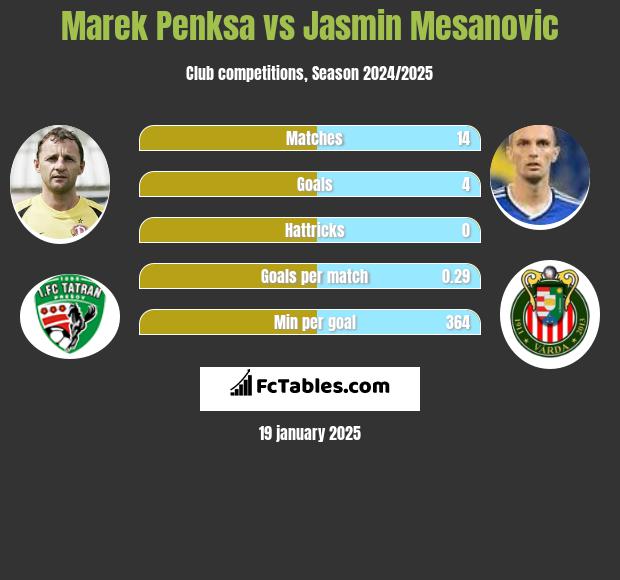 Marek Penksa vs Jasmin Mesanovic h2h player stats