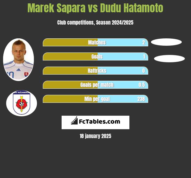 Marek Sapara vs Dudu Hatamoto h2h player stats