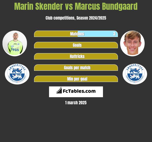 Marin Skender vs Marcus Bundgaard h2h player stats