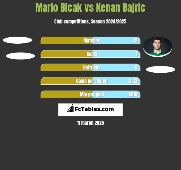 Mario Bicak vs Kenan Bajric h2h player stats