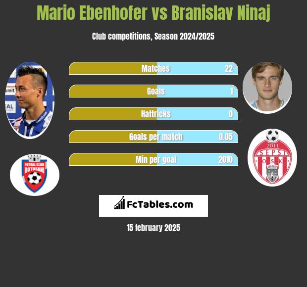 Mario Ebenhofer vs Branislav Ninaj h2h player stats