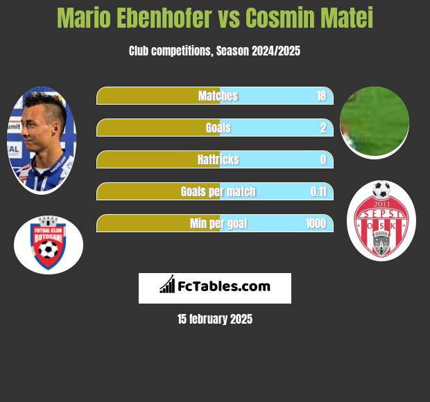 Mario Ebenhofer vs Cosmin Matei h2h player stats