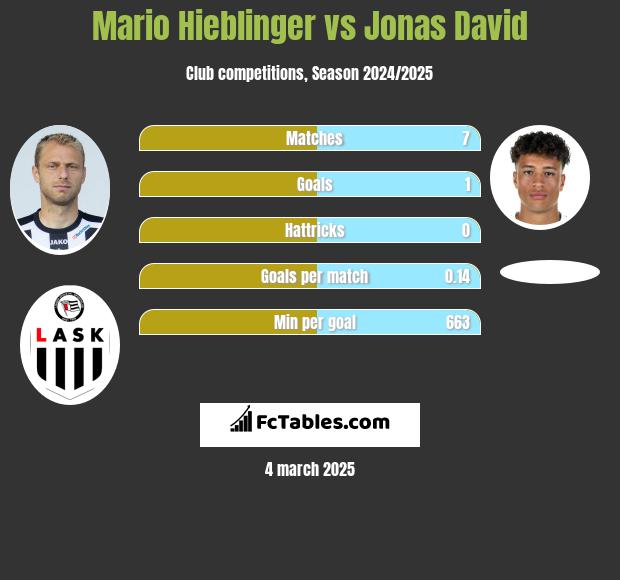 Mario Hieblinger vs Jonas David h2h player stats