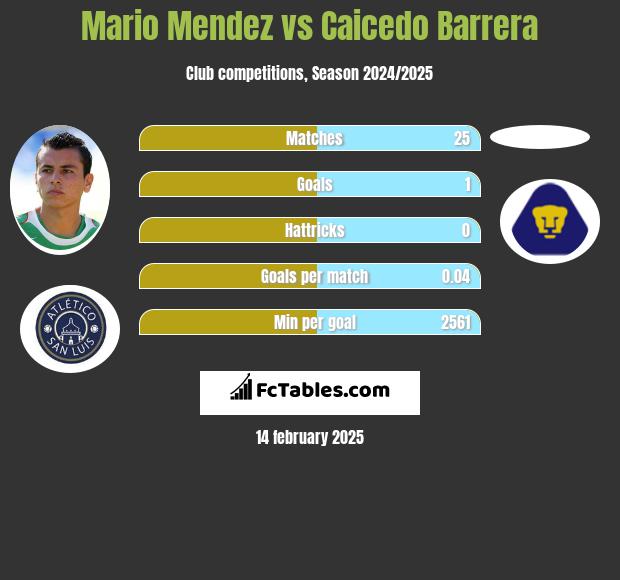 Mario Mendez vs Caicedo Barrera h2h player stats