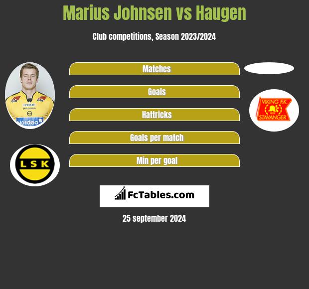 Marius Johnsen vs Haugen h2h player stats