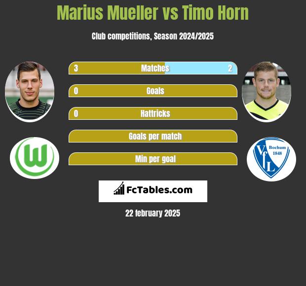 Marius Mueller vs Timo Horn h2h player stats