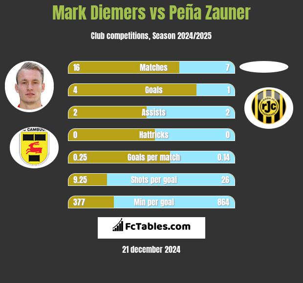 Mark Diemers vs Peña Zauner h2h player stats