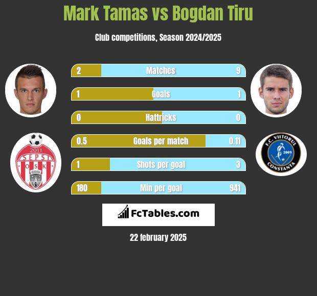 Mark Tamas vs Bogdan Tiru h2h player stats