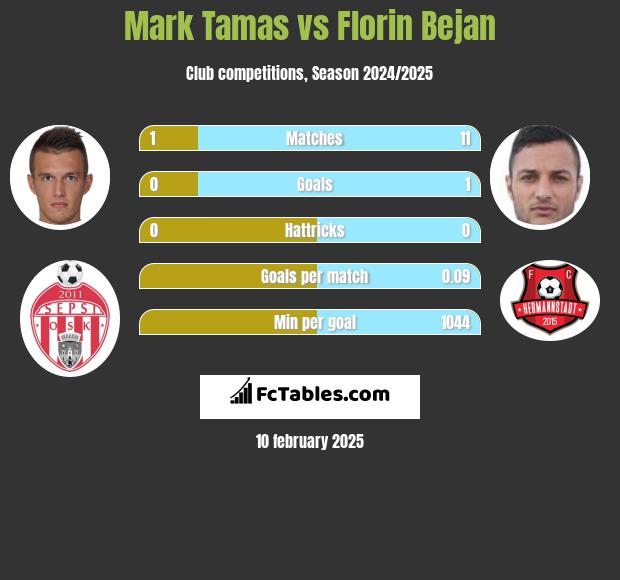 Mark Tamas vs Florin Bejan h2h player stats