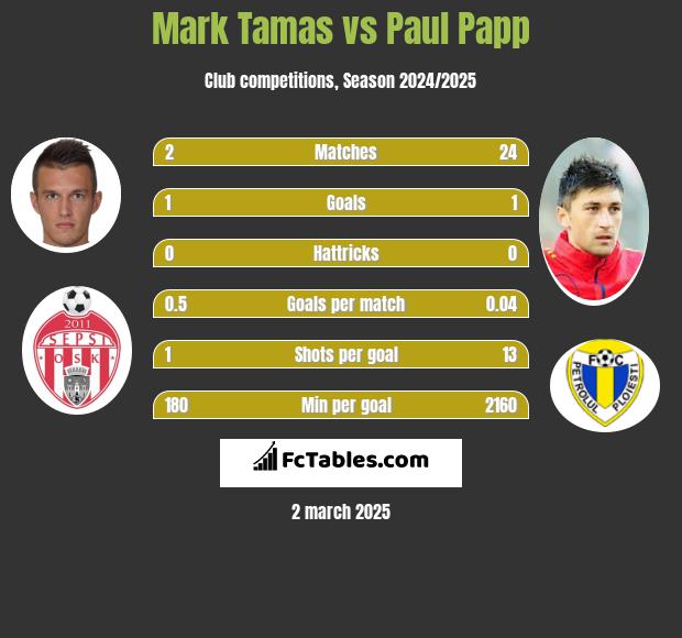 Mark Tamas vs Paul Papp h2h player stats