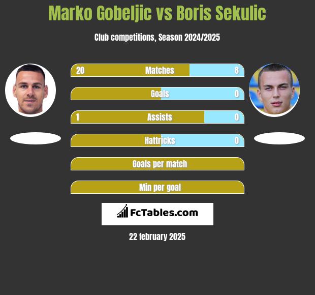 Marko Gobeljic vs Boris Sekulic h2h player stats