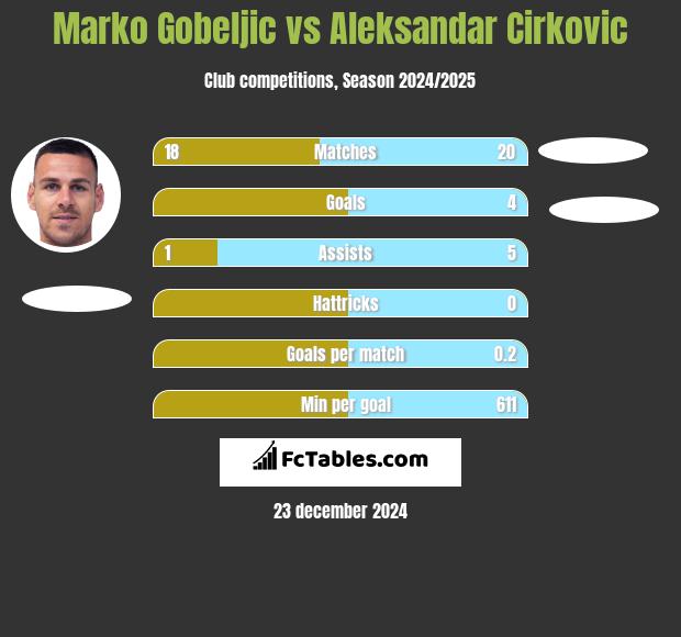 Marko Gobeljic vs Aleksandar Cirkovic h2h player stats