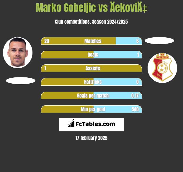 Marko Gobeljic vs ÄekoviÄ‡ h2h player stats