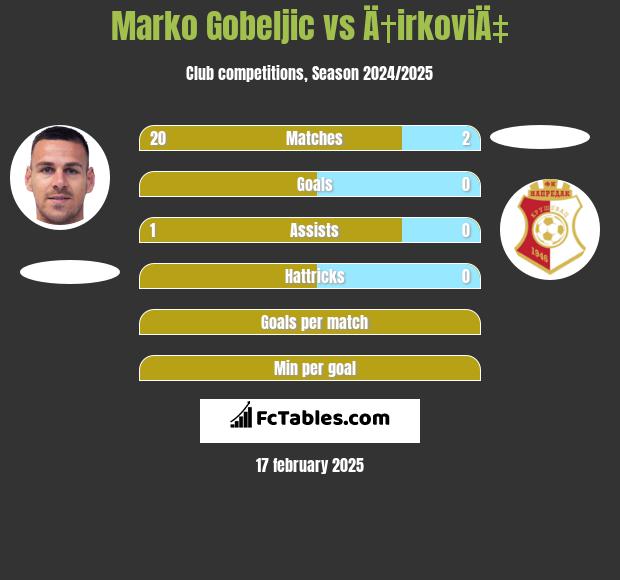 Marko Gobeljic vs Ä†irkoviÄ‡ h2h player stats