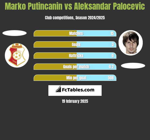 Marko Putincanin vs Aleksandar Palocevic h2h player stats