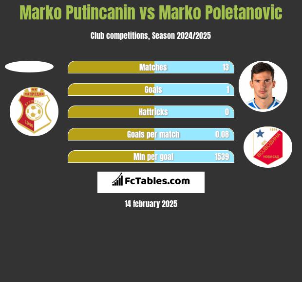 Marko Putincanin vs Marko Poletanovic h2h player stats