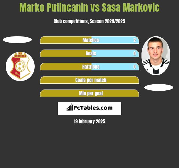 Marko Putincanin vs Sasa Markovic h2h player stats