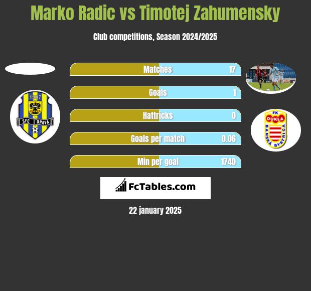 Marko Radic vs Timotej Zahumensky h2h player stats