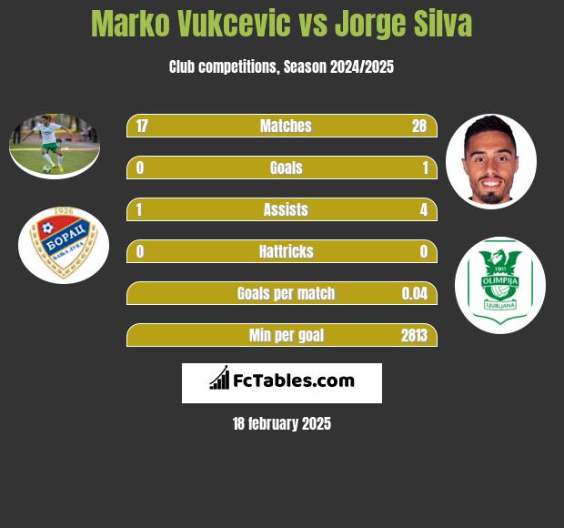 Marko Vukcevic vs Jorge Silva h2h player stats