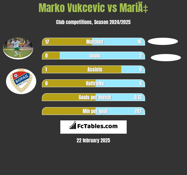 Marko Vukcevic vs MariÄ‡ h2h player stats