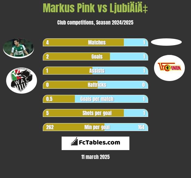 Markus Pink vs LjubiÄiÄ‡ h2h player stats