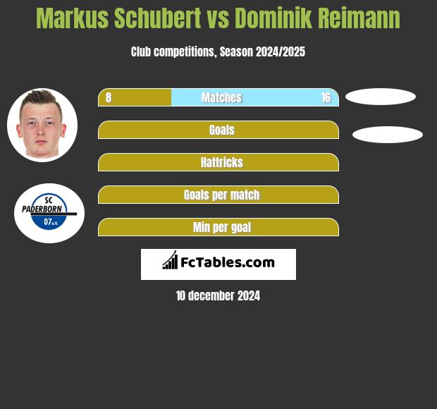 Markus Schubert vs Dominik Reimann h2h player stats